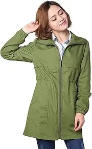 [EMF SHELTER] Electromagnetic Radiation Protection Work Clothes Women's Windbreaker 100% Silver Fiber Professional Coat,Green-M-100%