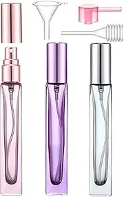 Yikimyfo Perfume Bottles Empty Refillable, 3 Pcs 10ml/0.34oz Travel Size Spray Bottle Portabe Glass Perfume Bottle Fine Mist Perfume Atomizer Leak-proof Fragrance Bottle