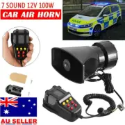 12V 7 Tone Sound Car Police Siren Horn Megaphone With Mic PA Speaker System HS