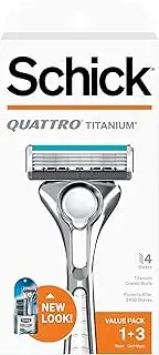 Schick Quattro Titanium Men's Razor - 1 Razor Handle Plus 3 Refill Razor Blades