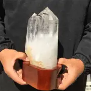 2400g Natural Clear Quartz Obelisk white Cystal Point Wand Tower healing +Stand