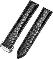 [FULNES] Genuine Leather Band Alligator Buckle For Omega Watch strap 18mm to 22mm Crocodile Leather Strap for Men's and Women's
