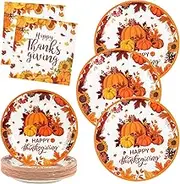 40Pcs Thanksgiving Party Plates and Napkins, Autumn Leaves Party Tableware Set Cocktail Paper Dessert Pumpkin Maple Party Decorations for Thanksgiving Party Decoration Dinner Party Weeding Home