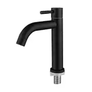 Faucet, Single Cold Water Tap for Stainless Steel Bathroom Sink Faucet - Black