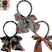 [Generic] Satin Fabric Hair Bands, Retro Satin Cross Knotted Fabric Headband, Boho Knotted Satin Fabric Head Band with Non Slip Adjustable Ribbon, for Weddings Party Dating and Sport (Mix)