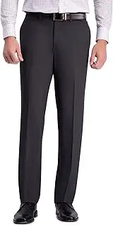 [Haggar] Men's Solid Gab 4-Way Stretch Straight Fit Flat Front Dress Pant