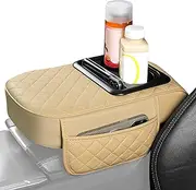 Car Armrest Pad, Center Console Cushion Cover, Vehicle Armrest Protector, Console Heightening Cover with Drink Cup Holder, SUV Armrest Cover Protector, Car Interior Organization