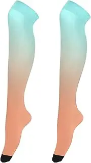 [Joitme] Orange Green Gradient Knee High Boot Socks, One Size Socks, Long Stockings for Women, Orange Green Gradient