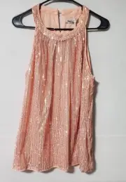 Grace Karin Sequin Top Sleeveless Pink/Peach Shimmer Nwt XLarge