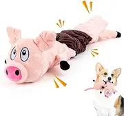CHONGBAOSHI Squeaky Dog Toys for Large Dogs,Plush Stuffed Dog Toy,Tough Crinkle Dog Chew Toy,Dog Tug of War Toy,Interactive Dog Toy for Small/Medium/Large Breed（Pig）