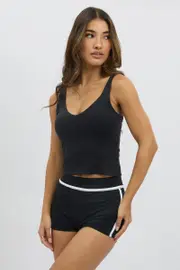 Black Binding Biker Short - Size 12M, Women's Bottom