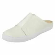 LADIES CLARKS WHITE LEATHER SLIP ON MULE CLASSIC FLATS SPORTY SHOES GLOVE ELLA