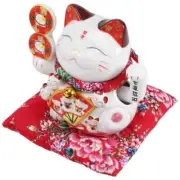 7Inch Ceramic Beckoning Cat Maneki Neko Ornament Feng Shui Decoration Swing Luck