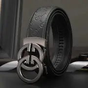 Man Belt Business Casual Fashion Luxury Designer Famous Brand Automatic G Buckle Dress Jeans Leather Belt for Man Belts ZD2143 Black 130cm