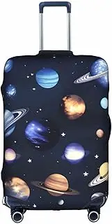 [Pvinnk] Planets Stars and Milky Way Galaxy Print Protective Luggage Cover Elastic Washable Suitcase Protector Travel Gear Protector, White, Medium