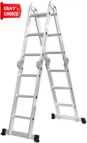 Multi Purpose Aluminium Folding Ladder 12 Rungs 3.6M Step Extension Silver