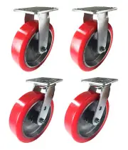 8" x 2" Aluminum wheel Casters - 2 Swivels & 2 Rigids