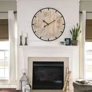 24 Inch Grand Farmhouse Wall Clock, Vintage-Inspired Wood & Metal Design with...