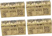 GRIRIW 4Pcs Mini Treasure Chests Vintage Pirate Storage Boxes for Lightweight Treasure Box for Prizes Gems Coins and Accessories