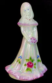Fenton Art Glass Hand Painted Rose Milk Carnival Bridesmaid Doll For Rosso Glass
