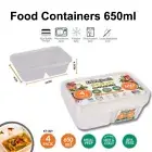 650ml Storage Container Organizer Box PP For Food Fruit Vegetables BPA Free 4Pcs