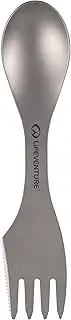 Lifeventure Superlight Titanium Spork with Serrated Cutting Edge | Ideal for Camping or Travel, Silver