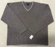New Woolrich Mens Sweater V Neck Brown Wool Pullover Size 2XL