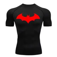 在飛比找蝦皮商城精選優惠-蝙蝠俠t恤壓縮短袖襯衫男士健身房運動上衣運動速乾訓練運動服夏