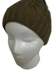 Women's Beanie Hat Brown Tan Scroll Ribbed Acrylic Winter OSFA Charlotte Daniels