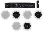 Home Audio Receiver+(6) 5.25" White Ceiling Speakers For Bedroom/Living Room