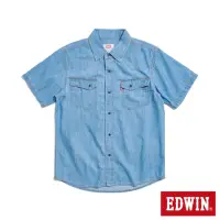在飛比找momo購物網優惠-【EDWIN】男裝 牛仔短袖襯衫(石洗藍)
