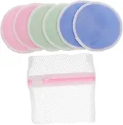 Vaguelly 7pcs Bamboo Fiber Makeup Remover Pads Set Washable Reusable Each Green with Storage Pouch Makeup Accessories for Gentle Cleansing