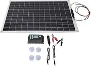 300W 12 Volt Monocrystalline Solar Panel Starter Kit with Solar Panel and Controller & Battery Clip for RV, Boats, Trailer, Marine, Off-Grid System