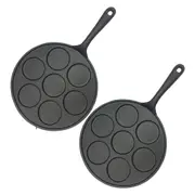 SOGA 2X 23cm Cast Iron Takoyaki Fry Pan Octopus Balls Maker 7 Hole Cavities Grill Mold