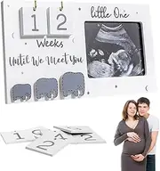 Baby Scan Photo Frames, Baby Sonogram Picture Frame Countdown Weeks, Ultrasound Photo Frame for Baby Announcement, Mum to Be, Pregnancy & Baby Gender Reveal Gifts(White)