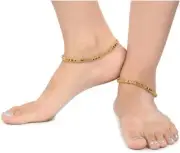 Anklet 14k Gold Plated Women Ankle Chain Indian Payal Foot Jewelry Bracelet 10"