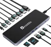14-in-1 USB C Docking Station: Dual HDMI, Ethernet, SD/TF Reader, 100W Power Del