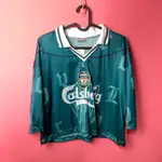 古著•NUZI_S • LIVERPOOL X CARLSBERG深綠暗紋改製短版足球衣 T4080620