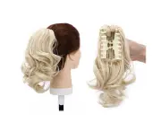 Real Natural Thick As Human Claw Clip In Ponytail Hair Extensions Long Curly 12" Bleach Blonde