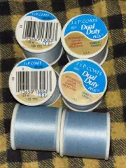 6 Lot New J&P Coats Dual Duty Thread #3 Ciel Lt Blue Sews All Fabrics 135 Yd Ea