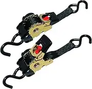 Auto Retractable Ratchet Straps 2Pk for Smart Straps Ratchet Tie-Downs with S Hook for Cargo Trailers Vehicles Boats
