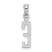 14K White Gold 14Kw Polished Number 3 Pendant