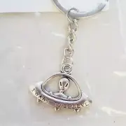 Alien Spaceship Pendants Steel Silver Chrome Keychain - I want to believe. USA