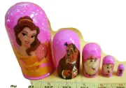 Beauty and The Beast Nesting Doll/5-pc Set/4.5" Tall/Wood/Russia/NEW!