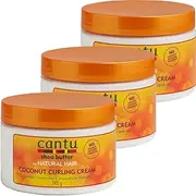 Cantu Coconut Curling Cream - The Styling Cream Provides Soft and Long-Lasting Curls - Nourishing - For a Light and Shiny Look - With Shea Butter and Coconut Extract - Sulphate Free - 3 x 340 g