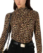 Gerard Darel Helene Mock Neck Leopard Print Top