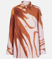 [Dries Van Noten] Dries Van Noten Printed cotton shirt AU 10 brown
