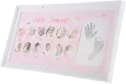 ERINGOGO Growth Photo Frame Keepsakes Hand Casting Kit for Family Newborn Picture Frame First Year Picture Frame Nursery Decor for Months Signs Photo Board Pink