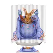 Cute Animal Art Bunny Overall Pocket Shower Curtain