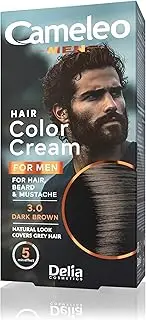 Cameleo For Men - Permanent Hair Dye, Hair Dye, Dark Brown Colour for Hair, Beard & Moustache, Colour Effect in 5 Minutes, Cover Grey Hair, Ammonia Free, 30 ml